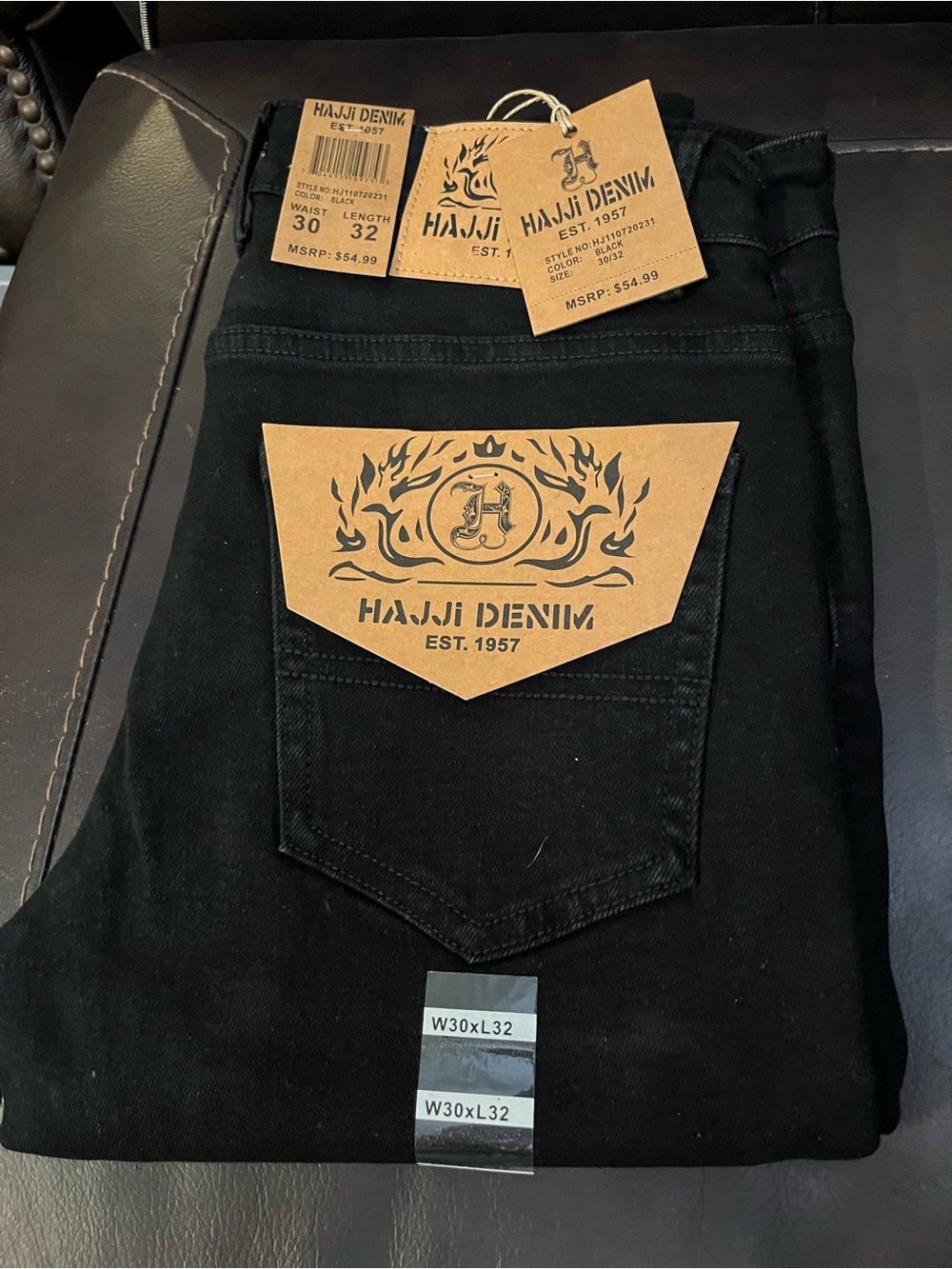 Hajji Denim Men’s Skinny Jeans 30x32 Black NWT Premium Denim